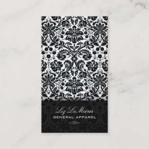 Cartão De Visita PixDezines Black+White Desiret Vintage Damask
