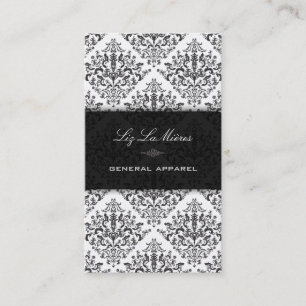 Cartão De Visita PixDezines Black+White Étienne Vintage Damask