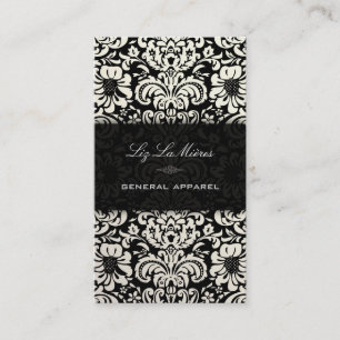 Cartão De Visita PixDezines Black+White Fidora Vintage Damask
