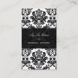 Cartão De Visita PixDezines Black+White Pique Vintage Damask
