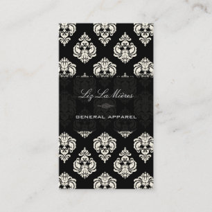 Cartão De Visita PixDezines Black+White Rossellini Damask Vintage