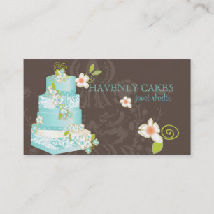 Cartão De Visita PixDezines, bolo de casamento azul/padaria/pâtisse
