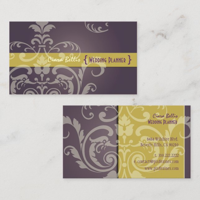 Cartão De Visita PixDezines Crista Damask (Frente/Verso)