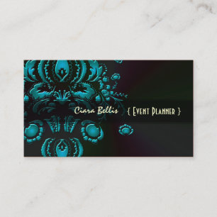 Cartão De Visita PixDezines Dolcè Damask/Teal+Carvão