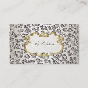 Cartão De Visita PixDezines estoque de leopardo/champanhe/pérola