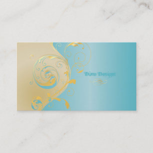 Cartão De Visita PixDezines Filigree+swirls/gold+blue/DIY