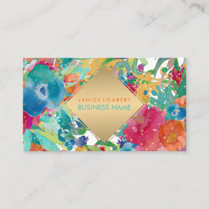 Cartão De Visita PixDezines Floral Watercolor/Pansies/Speck Dourado