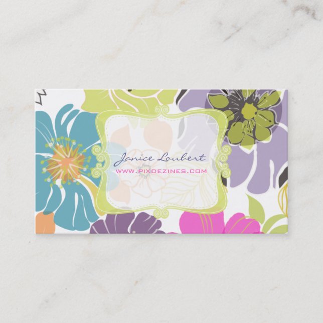 Cartão De Visita PixDezines flores tropicais alegres e retrô/DIY co (Frente)