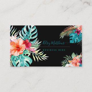 Cartão De Visita PixDezines Flores Tropicais Aquarela Folhagem