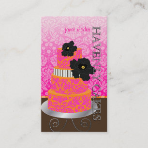 Cartão De Visita PixDezines Laranja+Rosa Quente damasco bolo/ paste