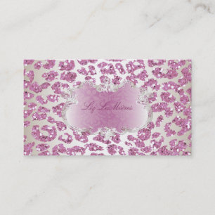 Cartão De Visita PixDezines, leopardo-rosa/champanhe