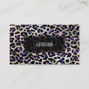 Cartão De Visita PixDezines leopardo/rosa elétrico/prata falso