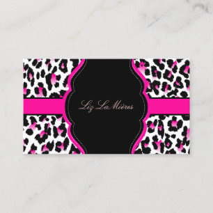 Cartão De Visita PixDezines Leopardo, rosa quente atrevido