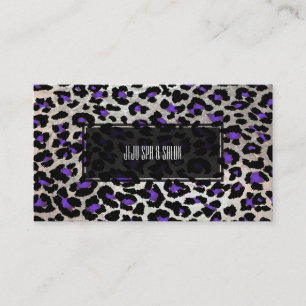 Cartão De Visita PixDezines leopardo/roxo elétrico/prata fraca