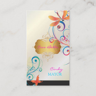 Cartão De Visita PixDezines Libélulas Borboletas Espirais Arco-íris