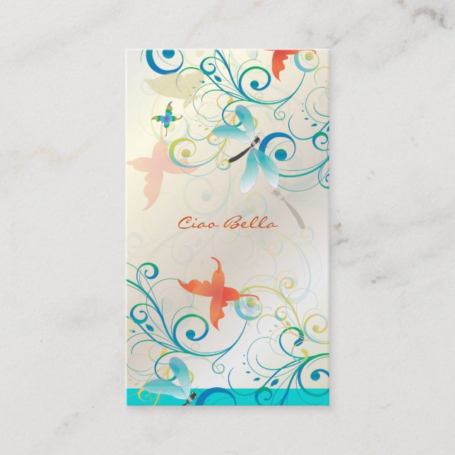 Cartão De Visita PixDezines Libera Borboletas Moscas Arco-Íris (Frente)