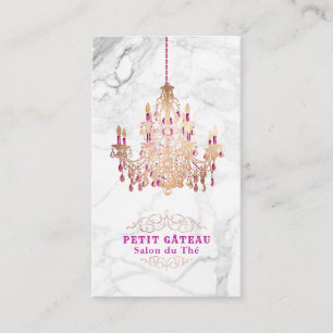 Cartão De Visita PixDezines lustre de mármore + falso dourado rosa
