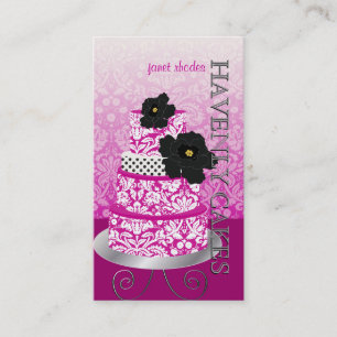 Cartão De Visita PixDezines Magenta+Bolo de damasco branco/pâtisser