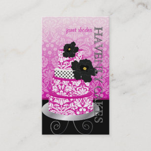 Cartão De Visita PixDezines Magenta+Bolo de damasco branco/pâtisser