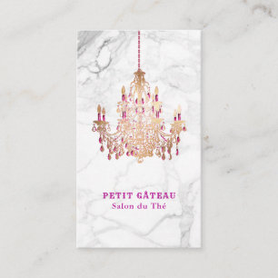 Cartão De Visita PixDezines Marble+Faux Rosa Dourada Chandelier