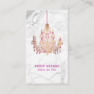 Cartão De Visita PixDezines Marble+Faux Rosa Dourado Chandelier