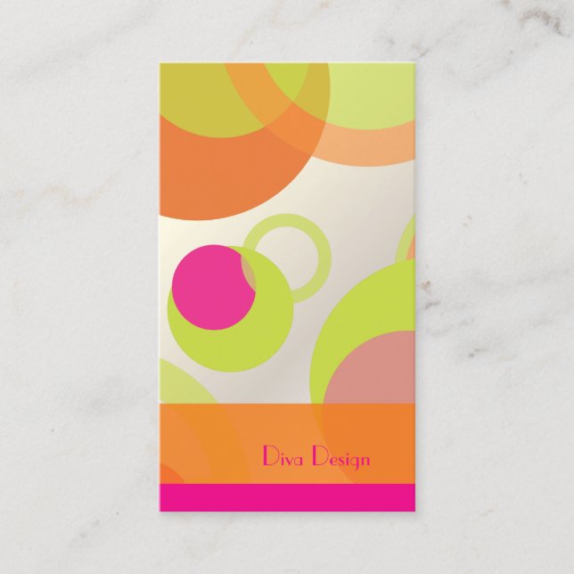 Cartão De Visita PixDezines Mod Bubbles / Símbolo Retro + Cores (Frente)