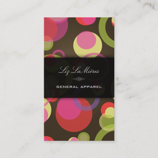 Cartão De Visita PixDezines Mod Bubbles / Símbolo Retro + Cores (Frente)