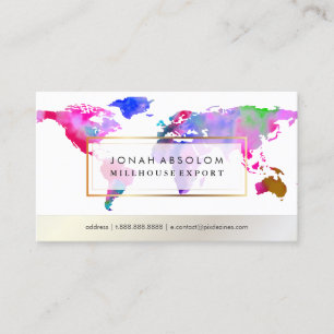 Cartão De Visita PixDezines no mapa de palavras global/aquarela