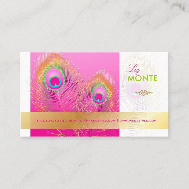 Cartão De Visita PixDezines Pizzazz Peacock Feather for longevity (Frente)