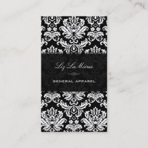 Cartão De Visita PixDezines Preto+Branco Piqué Damask Vintage
