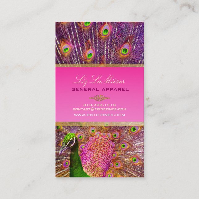 Cartão De Visita PixDezines Proud Peacock Feather para longevidade (Frente)