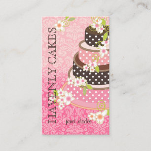Cartão De Visita PixDezines Rosa + Bolo de Chocolate/Padaria/Pastel
