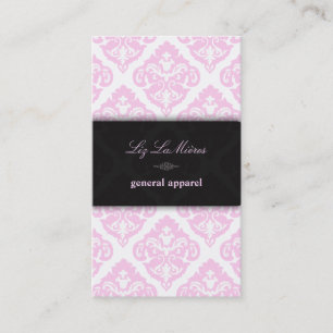 Cartão De Visita PixDezines Rosa+Branco Olivia Damask/fundo de diy