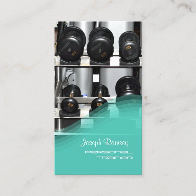 Cartão De Visita PixDezines TREINADOR PESSOAL/GYM/TEAL (Frente)