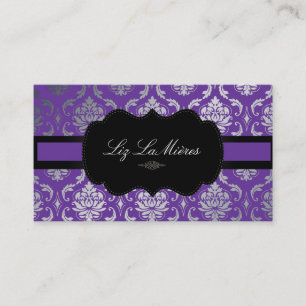 Cartão De Visita PixDezines Vendome Damask/diy color, roxo