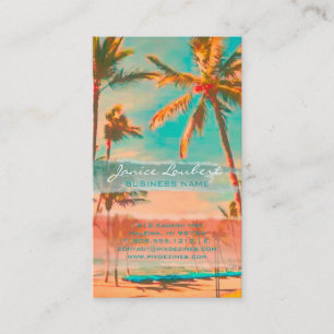 Cartão De Visita PixDezines vintage hawaiian Beach cena/teal