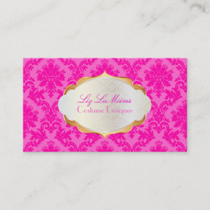 Cartão De Visita PixDezines vintage la paloma damask/rosa quente