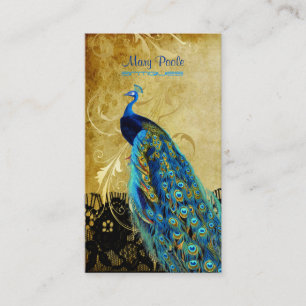 Cartão De Visita PixDezines vintage pavão roxo+fontes de renda/qued