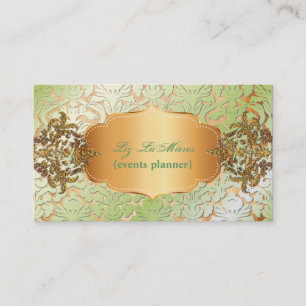 Cartão De Visita PixDezines vintage peridot green fidora damask