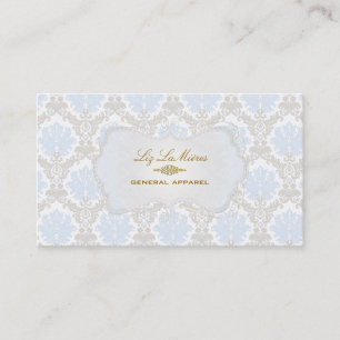 Cartão De Visita PixDezines vintage piqué damask/blue+cinza