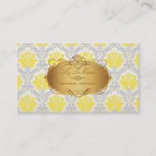 Cartão De Visita PixDezines vintage piqué damask/yellow+cinza