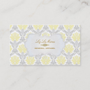 Cartão De Visita PixDezines vintage piqué damask/yellow+cinza