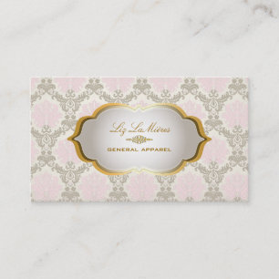 Cartão De Visita PixDezines vintage piqué damaskpink+cinza