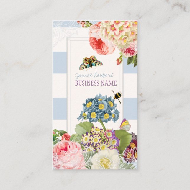 Cartão De Visita PixDezines vintage primrose, peônias (Frente)