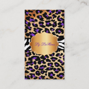 Cartão De Visita PixDezines vintage roxa+cheetah+zebra