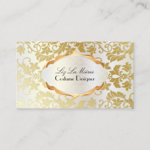 Cartão De Visita PixDezines vintage tanza damasco/faux ouro+pérola