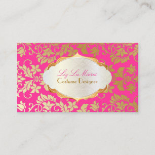 Cartão De Visita PixDezines vintage tanza damask/faux gold+pérola