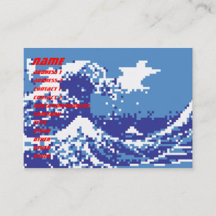Cartão De Visita Pixel Tsunami Azul Arte Pixel 8 Bits