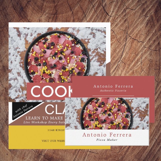 Cartão De Visita Pizza fresca, Chef, Cozinhar (Criador carregado)