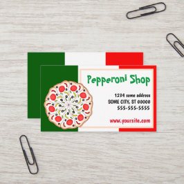 Cartão De Visita Pizza italiana Pepperoni - Restaurante compro